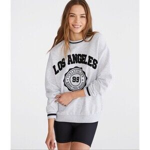 Aeropostale‎ Sweatshirt Women's  Gray Spell Out Logo Y2K Preppy Sweater Size XL
